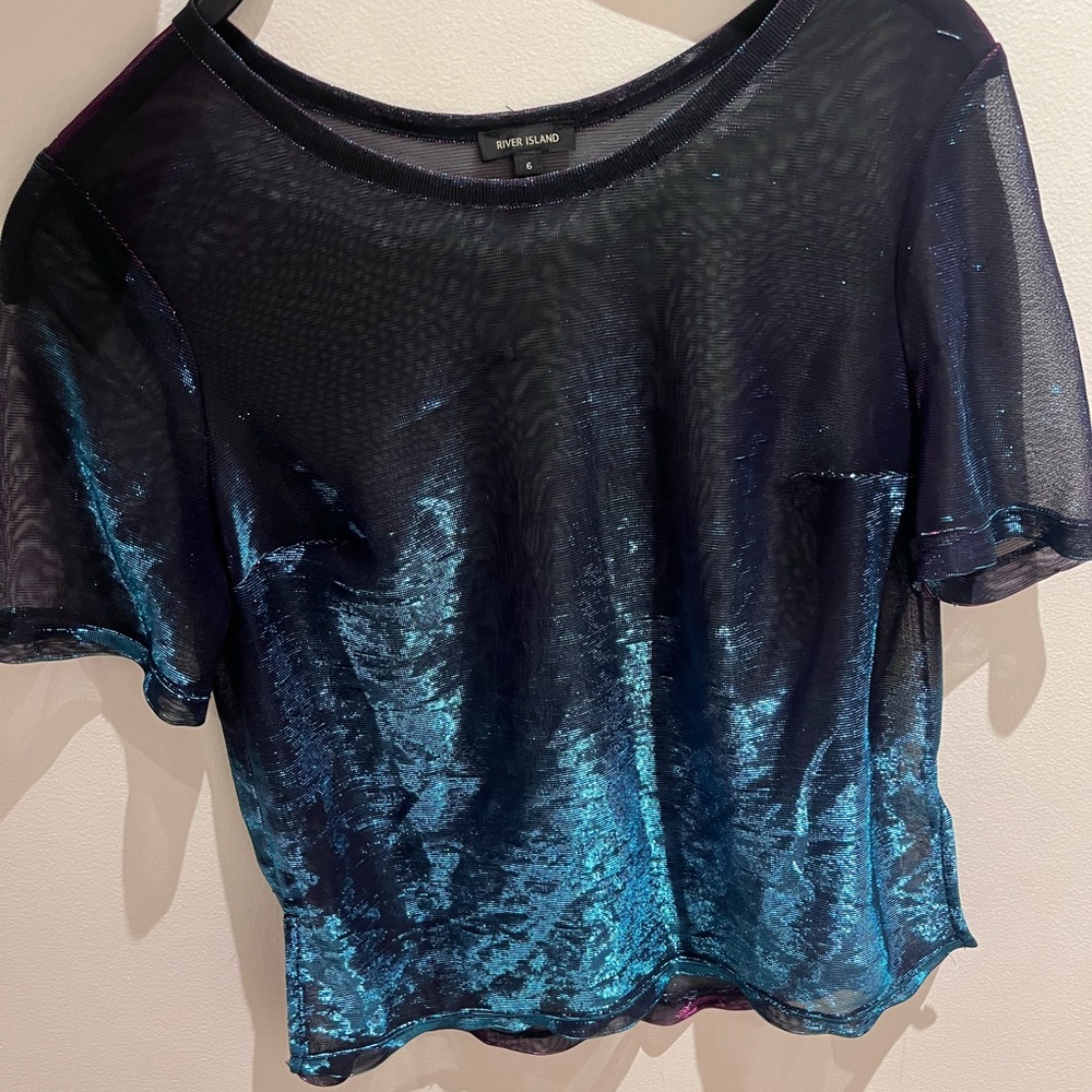 River island iridescent mesh top